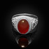 White Gold Om Oval Cabochon Red Onyx Yoga Ring