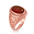 Rose Gold Om Oval Cabochon Red Onyx Yoga Ring