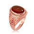 Rose Gold Masonic Red Onyx Statement Ring