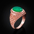 Rose Gold Jerusalem Cross Green Onyx Gemstone Statement Ring
