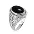 White Gold Egyptian Ankh Cross Black Onyx Statement Ring