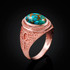 Rose Gold Egyptian Ankh Cross Blue Copper Turquoise Statement Ring