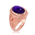 Rose Gold Egyptian Ankh Cross Purple Amethyst Statement Ring