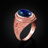 Rose Gold Egyptian Ankh Cross Lapis Lazuli Statement Ring