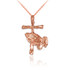 Rose Gold Praying Hands Cross DC Charm Necklace