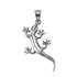 Polished White Gold Salamander Lizard Charm Necklace