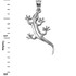 Polished White Gold Salamander Lizard Charm Necklace