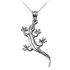 Polished White Gold Salamander Lizard Charm Necklace