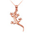 Polished Rose Gold Salamander Lizard Charm Necklace