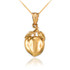 Polished DC Yellow Gold Peach Fruit Charm Necklace