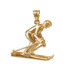 Yellow Gold Male Alpine Skier Pendant Necklace