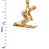 Yellow Gold Male Alpine Skier Pendant Necklace