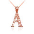 Rose Gold Nugget Initial Letter "A" Pendant Necklace