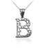 White Gold Nugget Initial Letter "B" Pendant Necklace