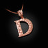 Rose Gold Nugget Initial Letter "D" Pendant Necklace