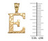 Yellow Gold Nugget Initial Letter "E" Pendant Necklace