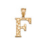 Yellow Gold Nugget Initial Letter "F" Pendant Necklace