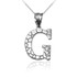 White Gold Nugget Initial Letter "G" Pendant Necklace