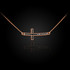 14K Rose Gold Sideways Black Diamond Cute Curved Cross Necklace