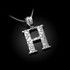 White Gold Nugget Initial Letter "H" Pendant Necklace