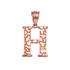 Rose Gold Nugget Initial Letter "H" Pendant Necklace