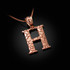 Rose Gold Nugget Initial Letter "H" Pendant Necklace