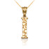 Yellow Gold Nugget Initial Letter "I" Pendant Necklace