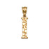 Yellow Gold Nugget Initial Letter "I" Pendant Necklace