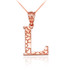 Rose Gold Nugget Initial Letter "L" Pendant Necklace