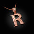 Rose Gold Nugget Initial Letter "R" Pendant Necklace