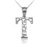 White Gold Nugget Initial Letter "T" Pendant Necklace