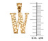 Yellow Gold Nugget Initial Letter "W" Pendant Necklace