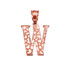 Rose Gold Nugget Initial Letter "W" Pendant Necklace