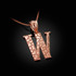 Rose Gold Nugget Initial Letter "W" Pendant Necklace