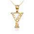 Yellow Gold Nugget Initial Letter "Y" Pendant Necklace