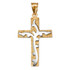 Two-Tone Yellow Gold Flaming Cross Pendant