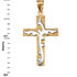 Two-Tone Yellow Gold Flaming Cross Pendant