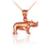 Polished Rose Gold Rhino Charm Necklace