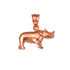 Polished Rose Gold Rhino Charm Necklace