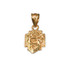 Yellow Gold Tiny Jesus Face Cross DC Charm Necklace
