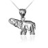 Polished White Gold Elephant Charm Necklace