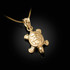 Yellow Gold Hawaiian Honu Sea Turtle Charm Necklace