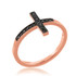 Rose Gold Sideways Cross Black Diamond Ring