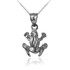White Gold Textured DC Frog Charm Necklace