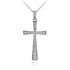 Diamond Studded Solid White Gold Cross Pendant Necklace