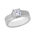 White Gold Solitaire Diamond Pave Engagement Ring