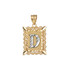 Gold Alphabet DC Letter Initial Filigree Pendant Necklace