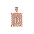 Rose Gold Alphabet DC Letter Initial Filigree Charm Necklace