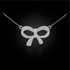14K Polished White Gold Diamond Bow Necklace