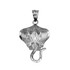 White Gold Stingray Fish DC Pendant Necklace
